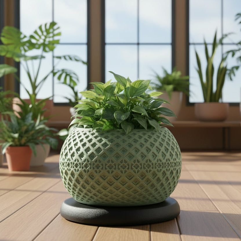 Verdant Weave 3D Printed Geometric Designer Planter