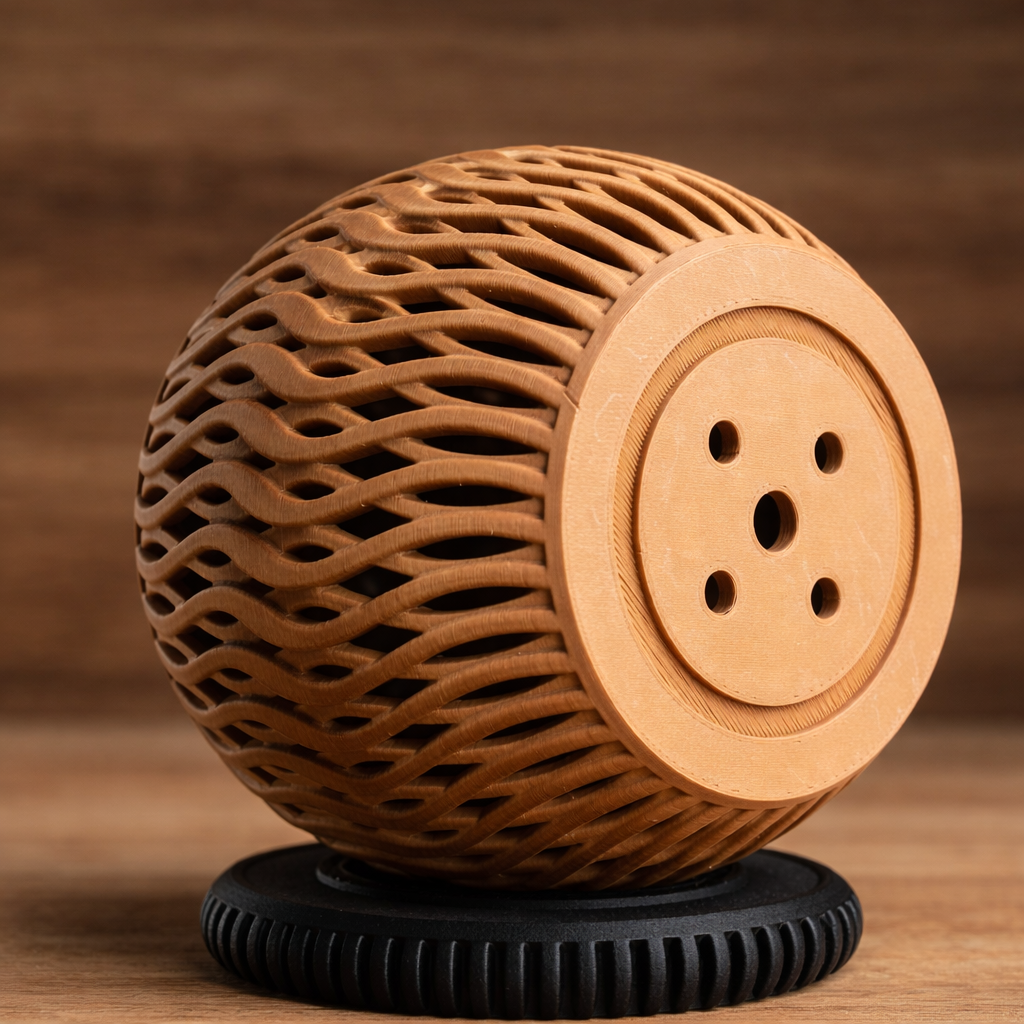 Wooden diffuser with intricate design on a brown background
