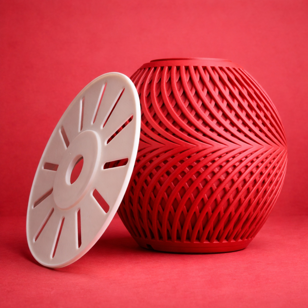 HELIX LAMP – Modern Decorative Table Lamp (Red & White)