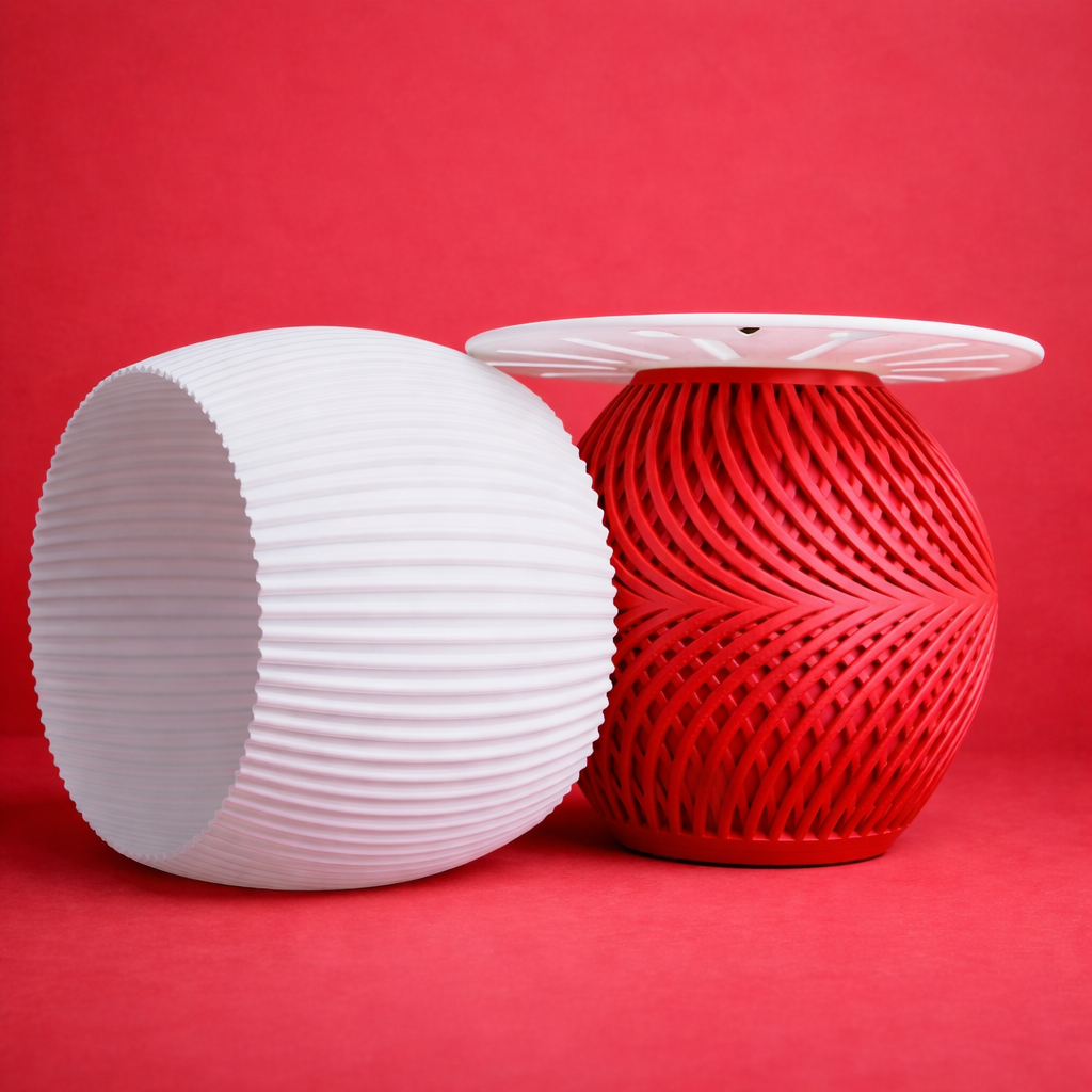 HELIX LAMP – Modern Decorative Table Lamp (Red & White)