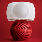 HELIX LAMP – Modern Decorative Table Lamp (Red & White)