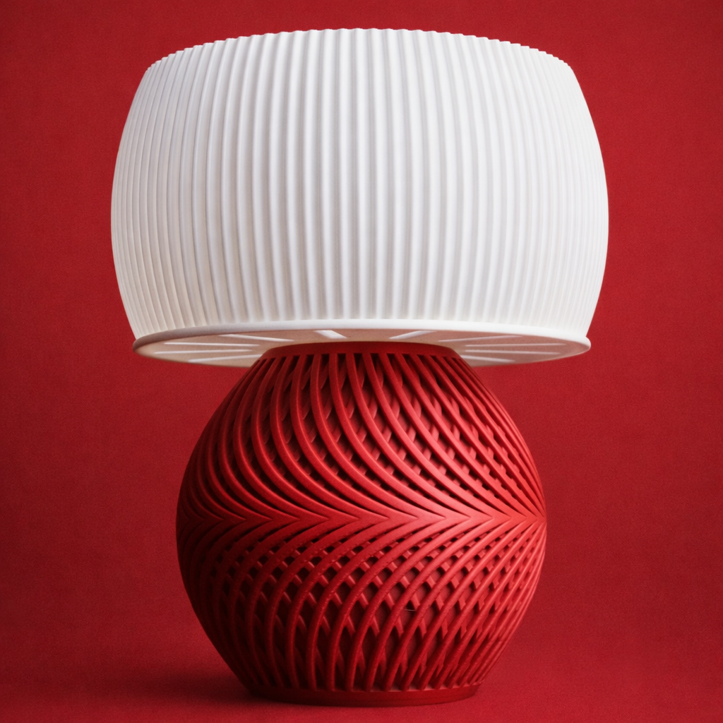 HELIX LAMP – Modern Decorative Table Lamp (Red & White)