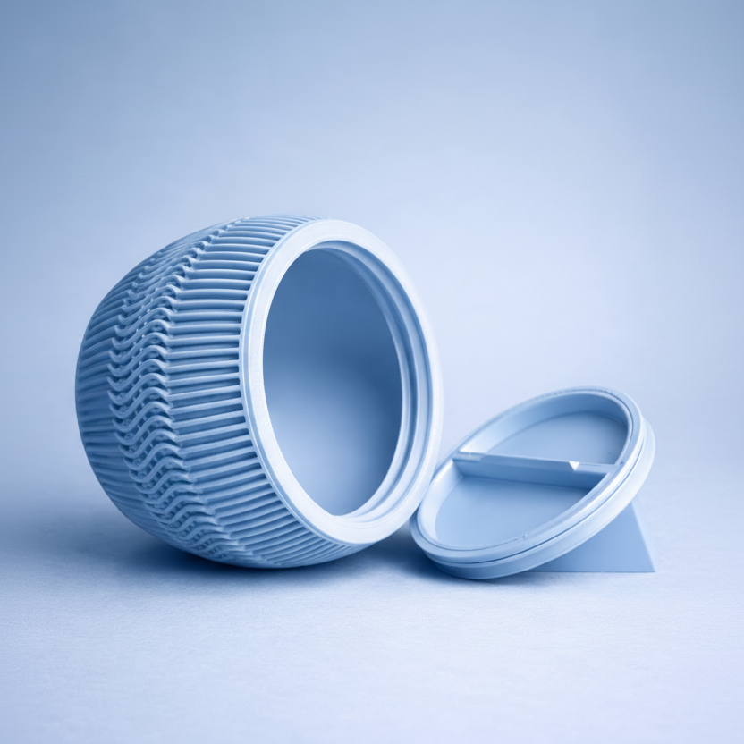 Wave Ribbed Storage Jar with Screw Lid - 3D Printed